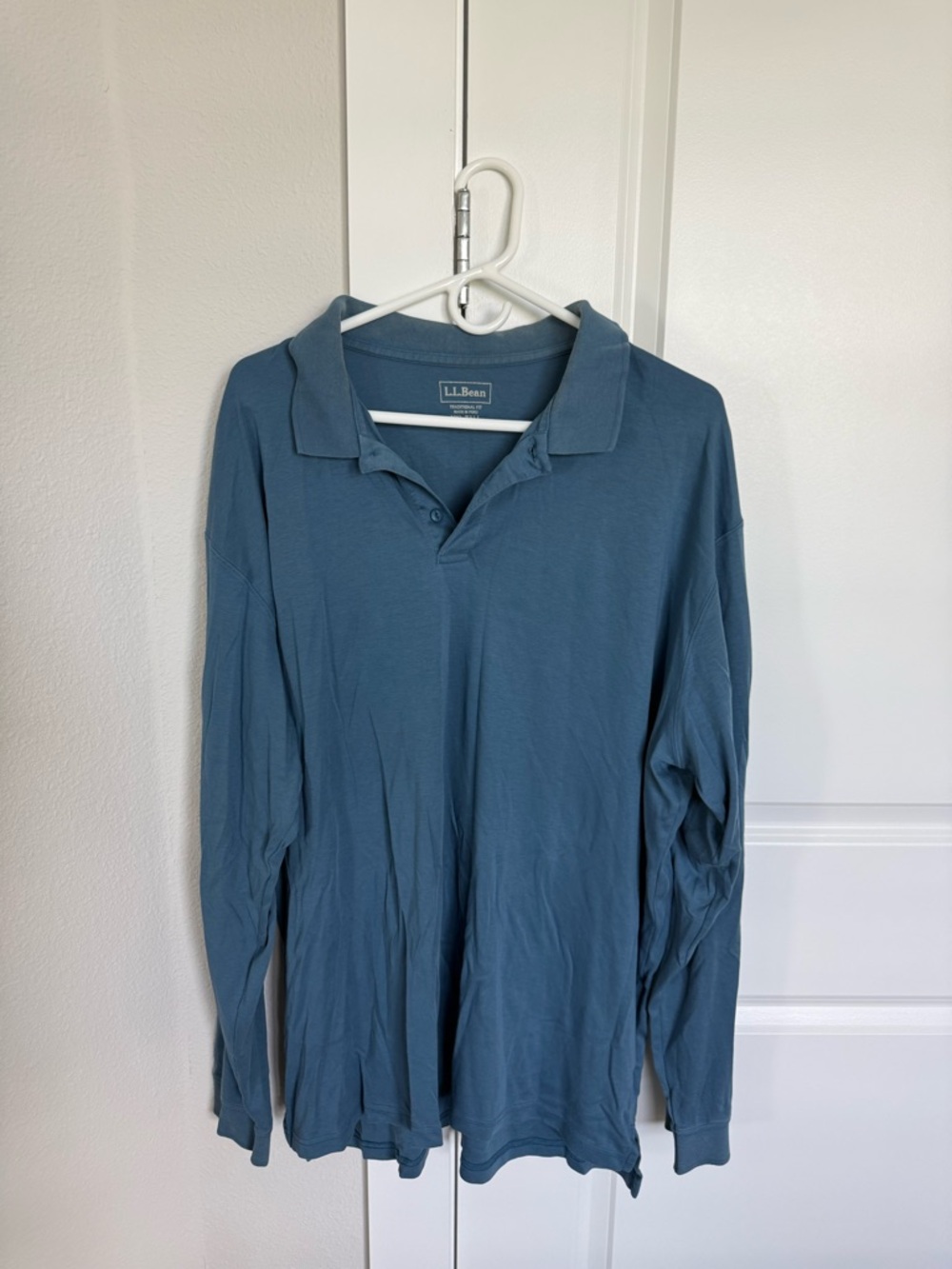 L.L. Bean Men's Long-Sleeve Polo in Dusty Blue